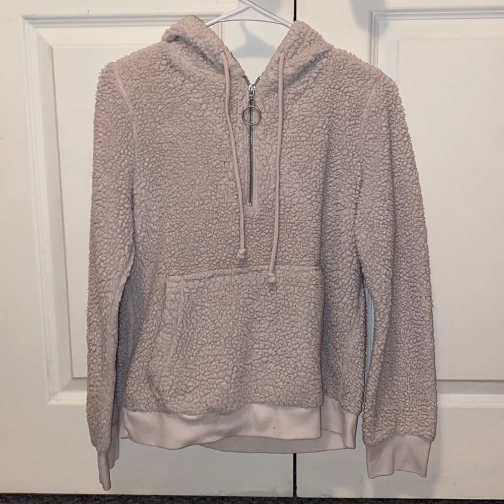 Fleece Hoodie, Size L, Cream Color